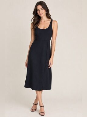 Open Edit Black Midi Dress